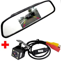 Car ccd Video Auto Parking Monitor 4 LED night Reversing CCD Car Rear View Camera With 4.3 inch Car Rearview Mirror Monitor