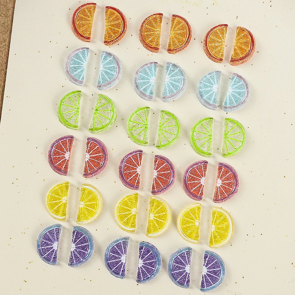 60PCS Mixed Color 3D Acrylic Fruit Nail Art Orange Lemon Slice Decals For Nails Decoration Manicure Decor Supplies Material Tool