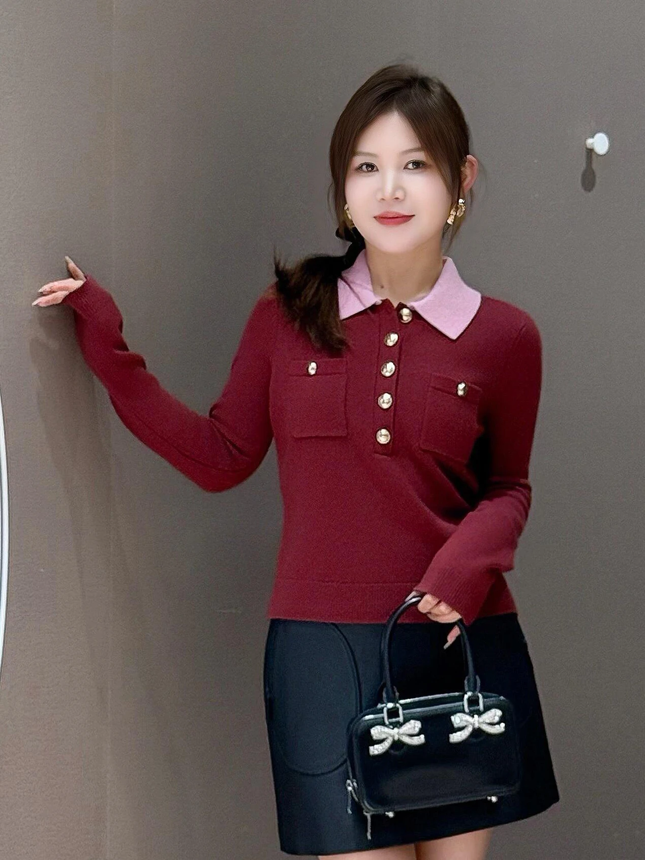 

Ele вязаный топ Long Sve на голову SelfSP pro версия для женщин Sweet Sle с высокой талией Cany Banquet Celebration