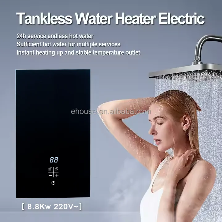OEM 8.8Kw 220V Constant Temperature Hot Water Supply Wall Mounted Smart Bathroom Instant Electric Water Heaters