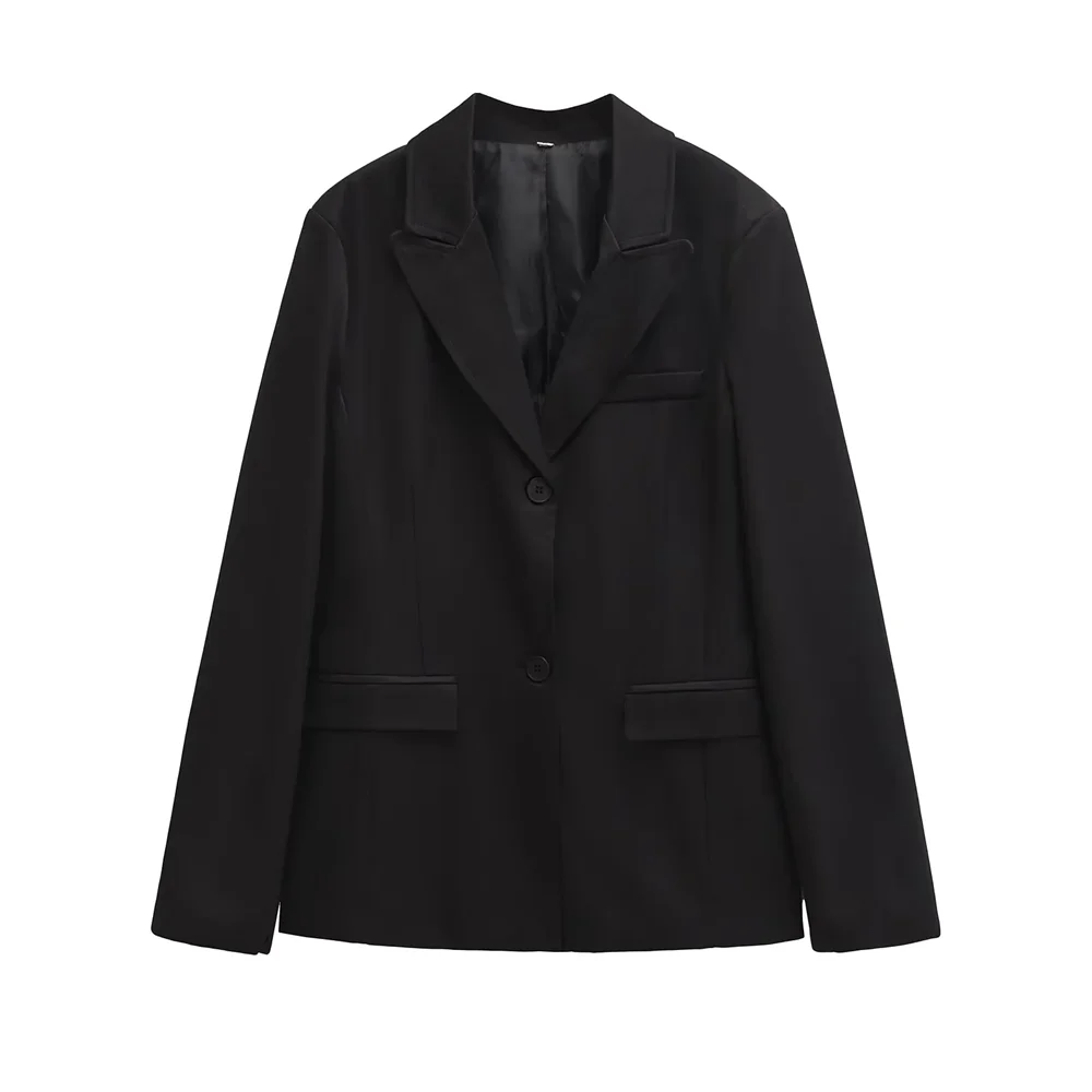 

PB&ZA Autumn New Black Design with Back Fork and Bright Thread Suit for Women, High Grade, Hanging Loose Suit