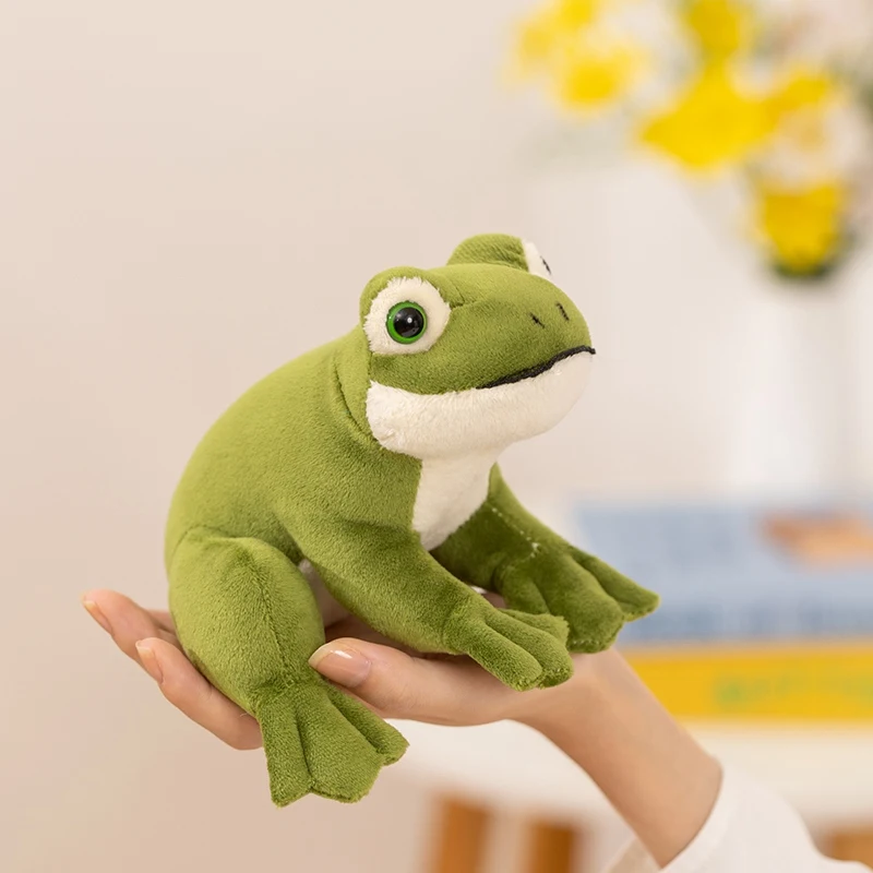 

Новые реалистичные плюшевые игрушки-лягушки 12 см, мини-кукла-лягушка с большими глазами, мягкие пальмовые домашние животные, офисный настольный компаньон, милые детские игрушки