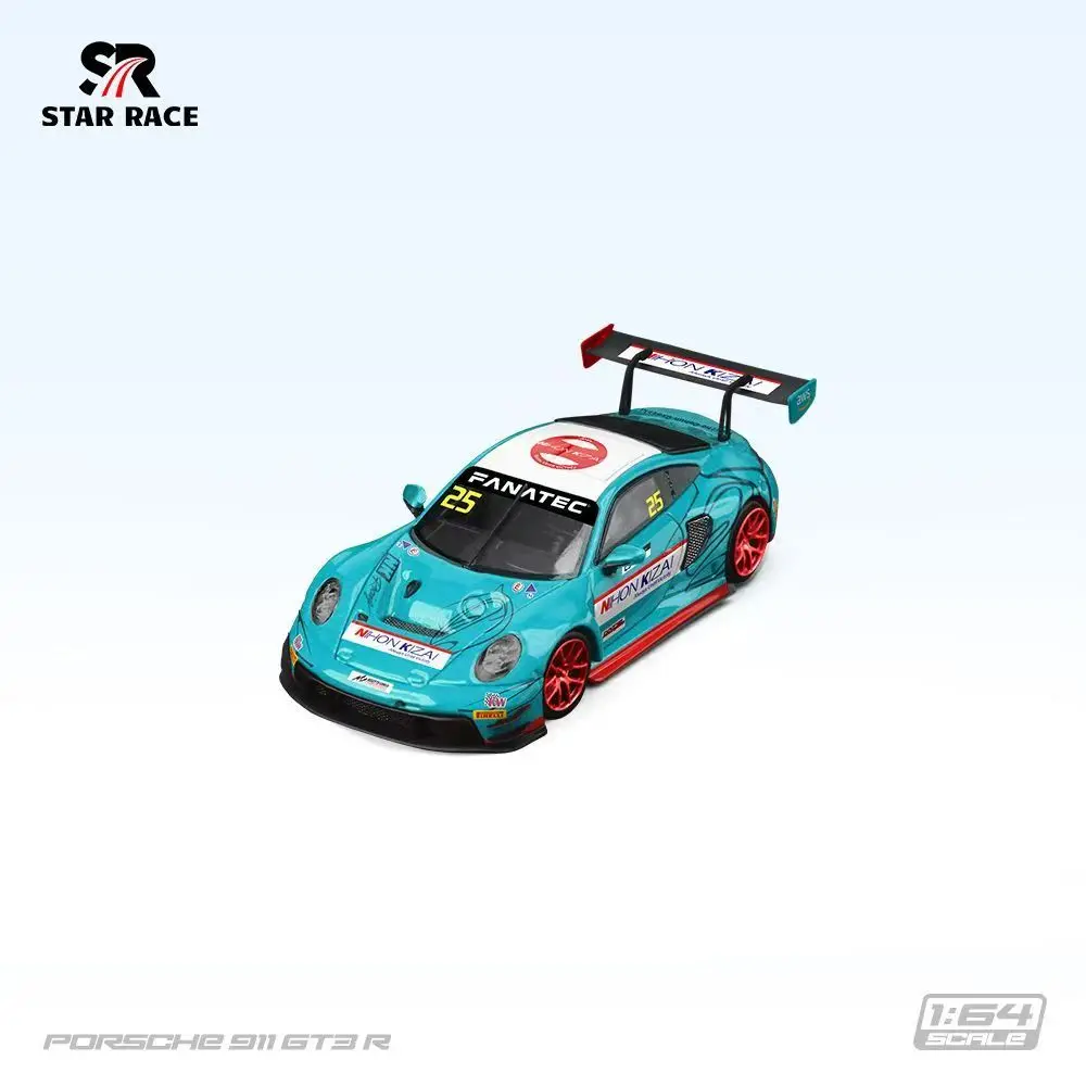 스타 레이스 1:64 포르쉐 911 GT3 - 화이트 핑크 85 라이트 블루 25 레이싱카 블랙 바 합금 다이캐스트 자동차 모델 컬렉션 선물