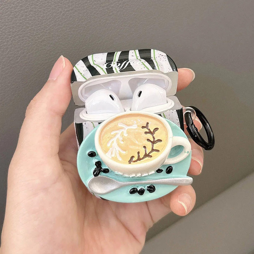 Оригинальные креативные беспроводные 3d-наушники в виде кофейной чашки, аксессуары для наушников Apple Airpods Pro 2, чехол для гарнитуры для Airpod 1, 3, полосатая чернильная коробка