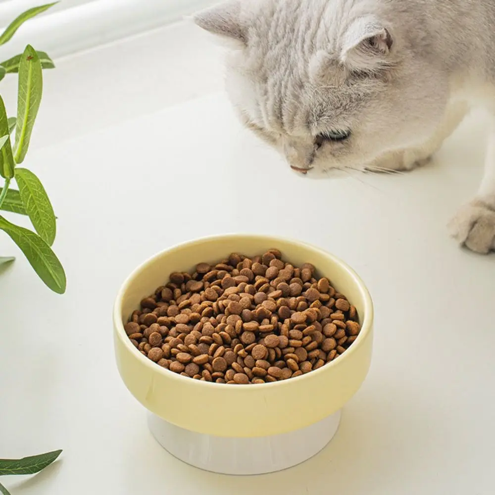 

Creative Ceramic Cat Bowl Anti Tipping Cute Pet High Foot Bowl Large Capacity Non-slip Dog Food Feeding Basin Kitten Puppy