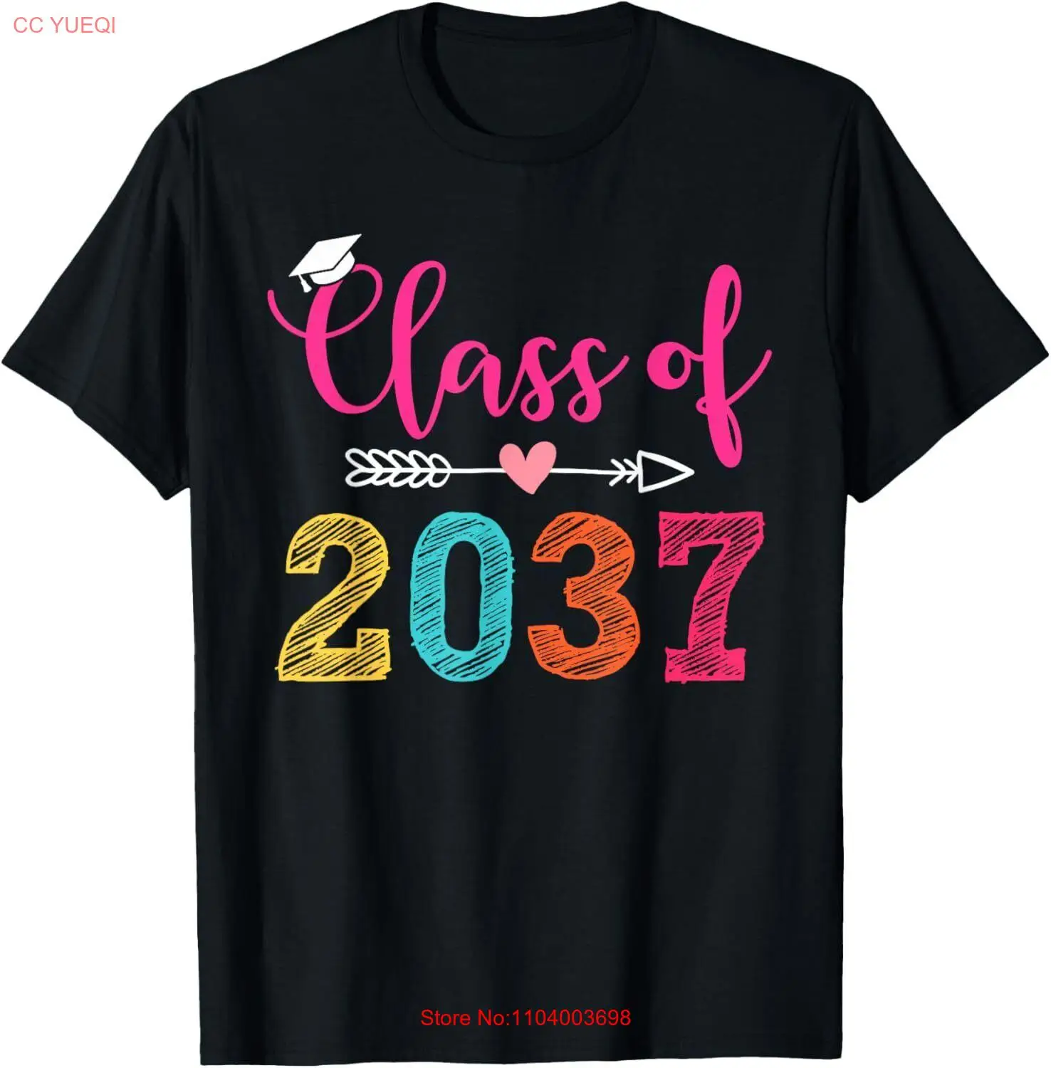 Class Of 2037 Pre K Grow With Me Graduation Boys Girls T-Shirt