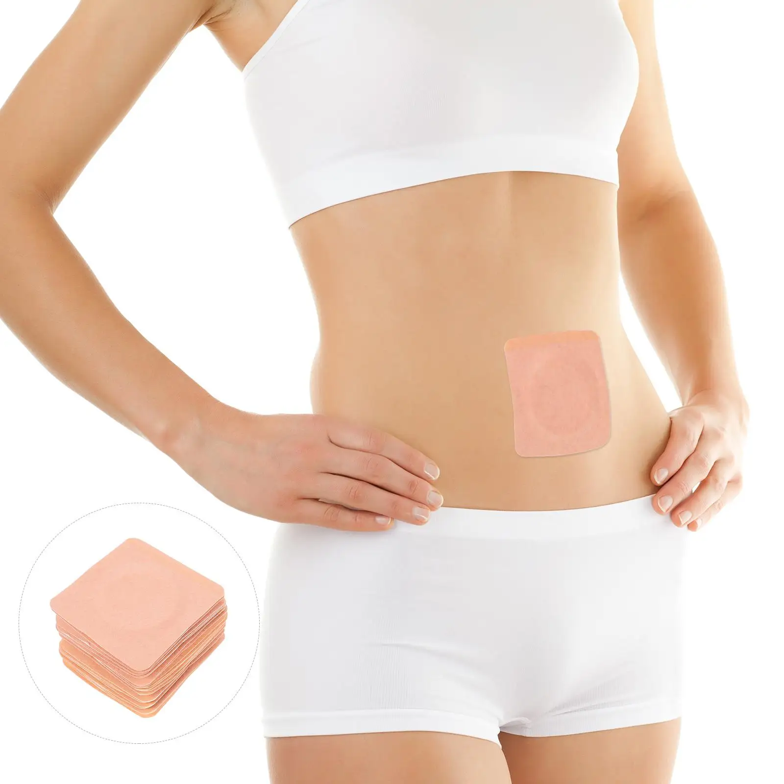 30 pezzi di cerotti per ombelico con punti di agopuntura, cerotti per piedi marrone chiaro, cerotti adesivi traspiranti in tessuto, cerotti per ombelico