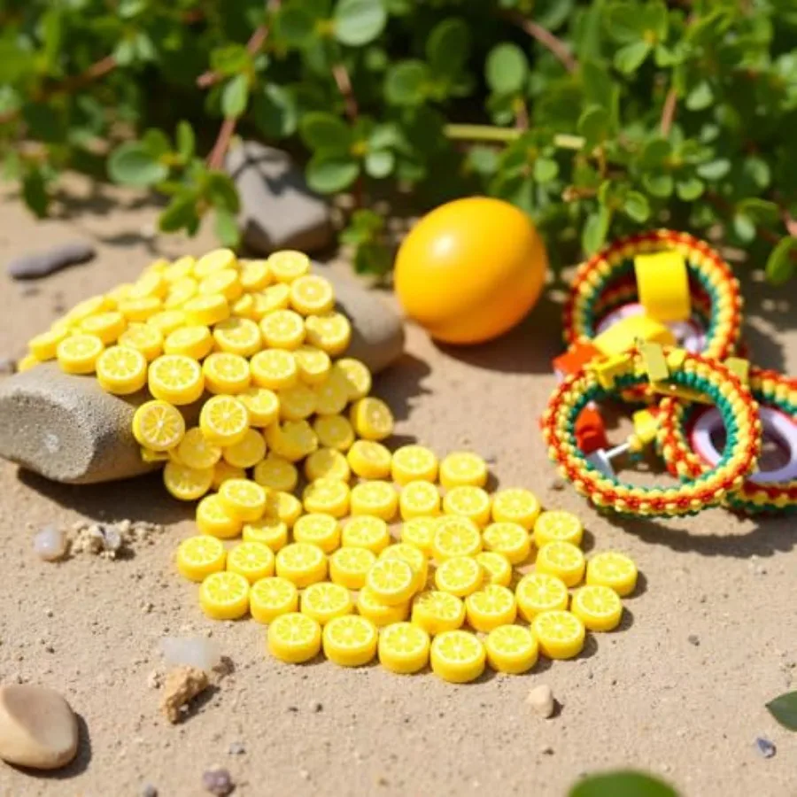 200Pcs Yellow Lemon Polymer Clay Beads Fruit Charm Beads Flat Spacer Beads Jewelry Making Supplies for Necklace Earring Bracele view 5