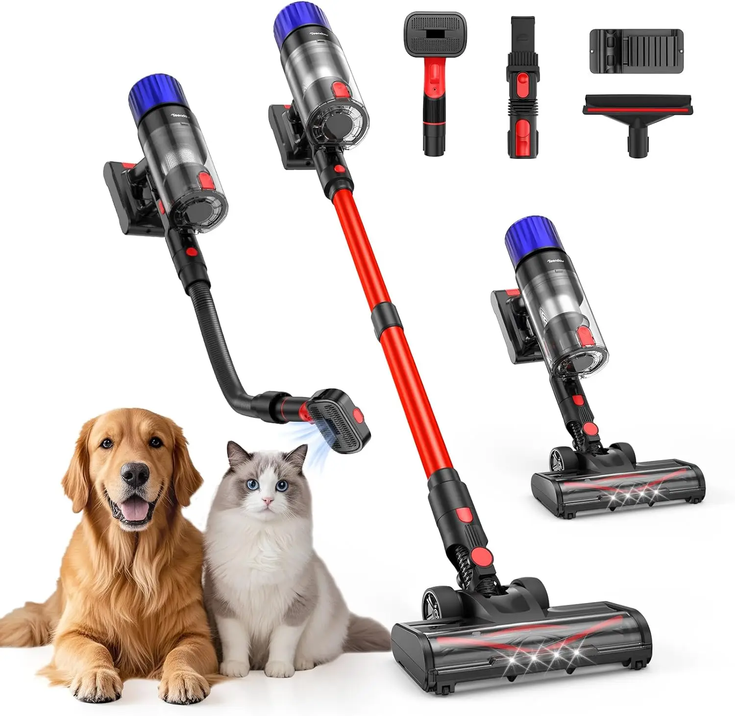 Vacuum Cleaner, 500W Stick Vac Specifically Handling Pet Hair Design, Up to 50 Minutes, Powerful Suction, Rechargeable, Lightwei