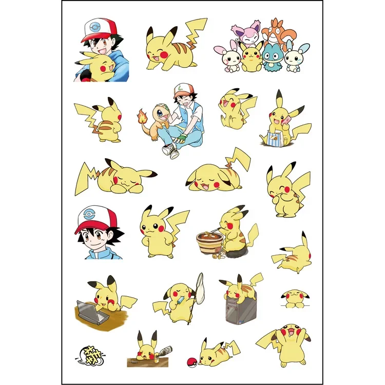 2/8 pezzi Pokemon Pikachu Kawaii Cartoon adesivi fai da te figure di cartoni animati adesivi per conti a mano materiale bambini come regali di compleanno