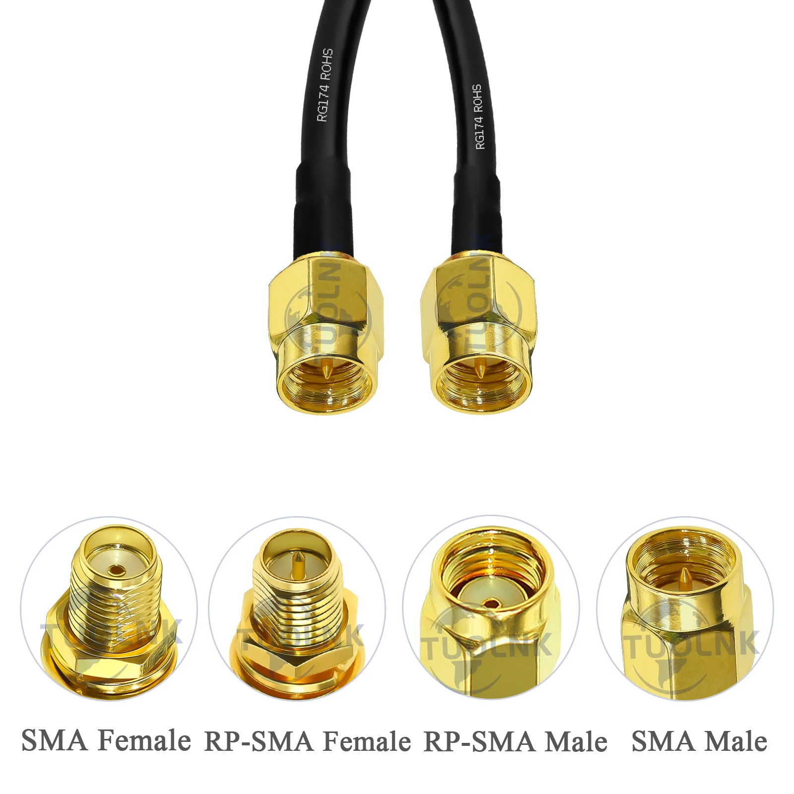 SMA Male to RP-SMA Female Bulkhead RG174 WiFi Router Antenna Extension Coaxial Cable for WiFi Router Wireless Network Card