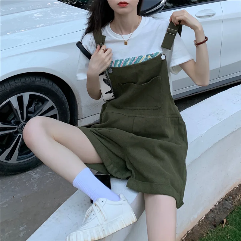 Loose Classical Denim Overalls Women Casual Students Commuting Versatile Jeans Spring New Wide Leg Straight Shorts