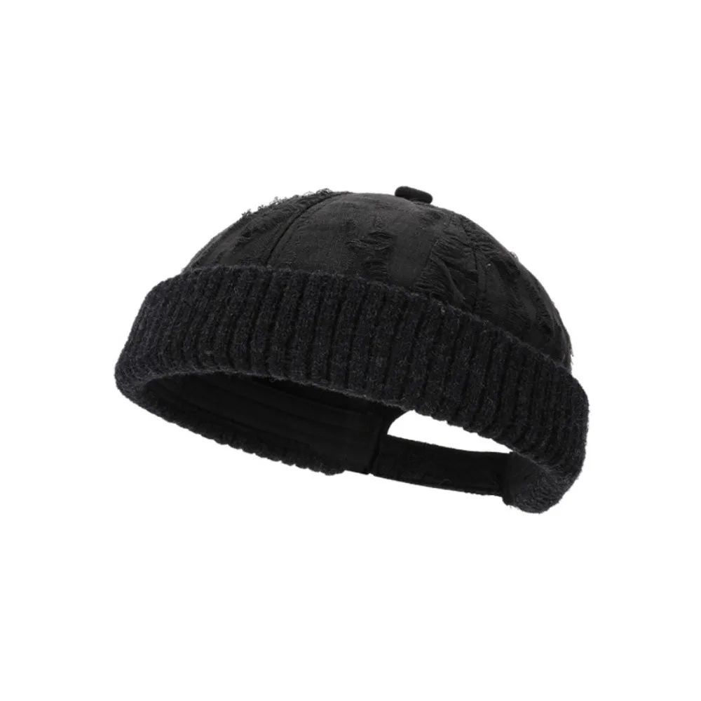 

Retro Adjustable Men's Beanie Cap Keep Warm Solid Color Knit Hat Unisex Beanie Hat Autumn