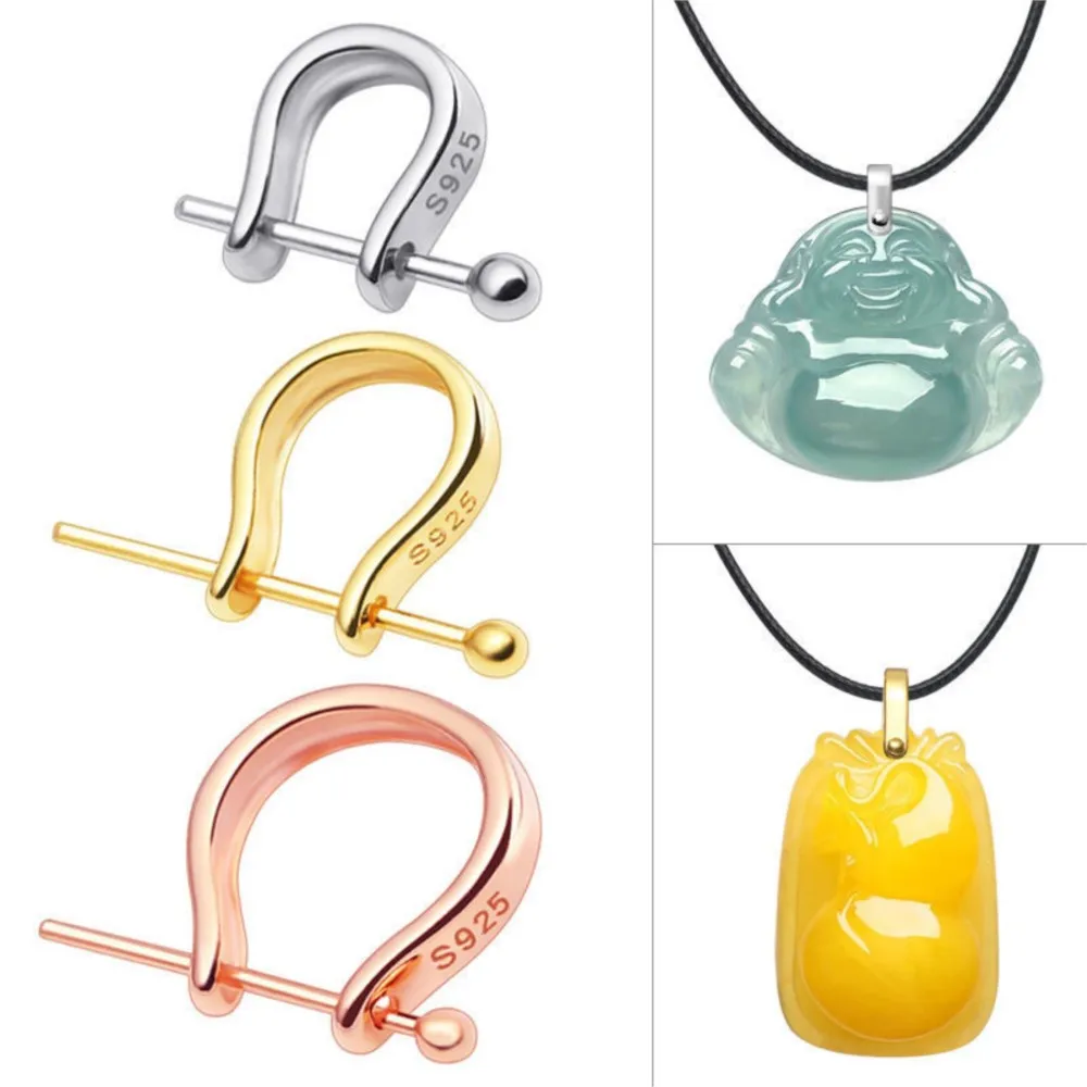 

2pcs 925 Sterling Silver Necklace Clasp Pendant Bails with Ball Pin U Shape Charm Bead Connector Clip for Jewelry DIY Making