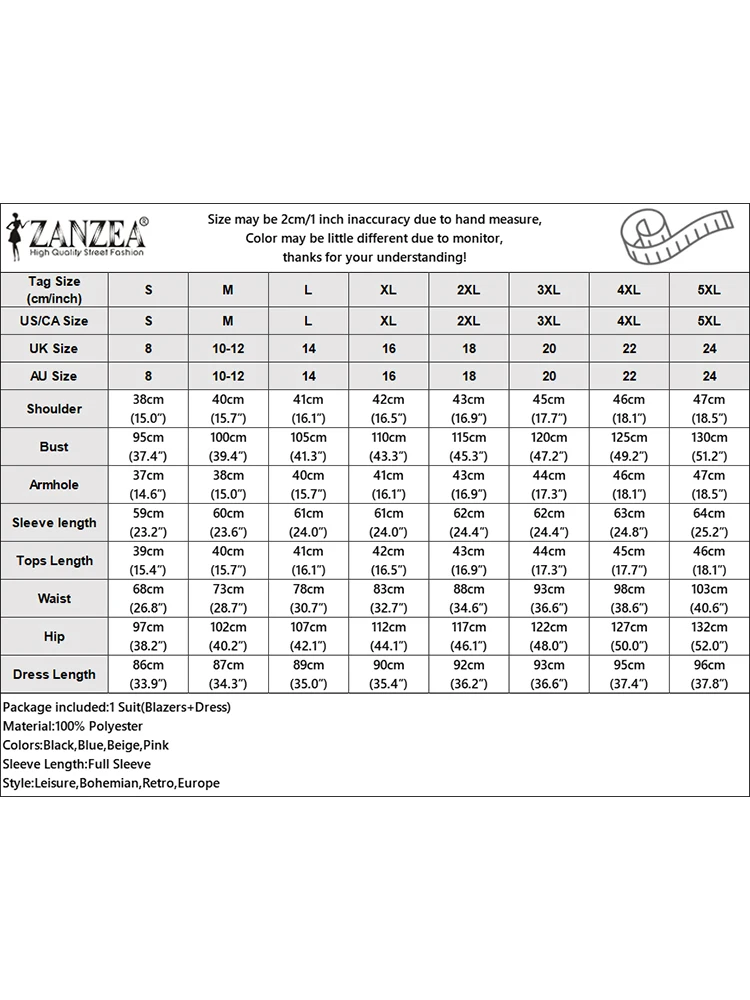 ZANZEA المرأة أنيق 2 قطعة فستان الدعاوى الكورية نمط كم طويل قصير السترة زلة فستان 2 قطعة مجموعات أنيقة الصلبة مكتب الدعاوى