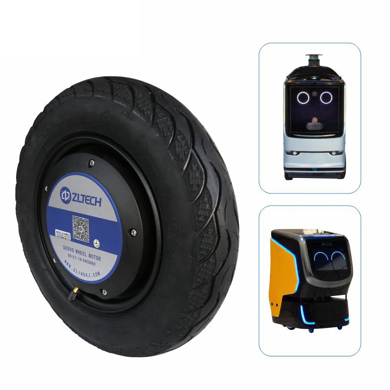 ZLTECH Tanpa Sikat 14 Inci 48V 800W 150RPM 300Kg Beban Tahan Air IP65 Roda Hub Motor Dc dengan Encoder 4096-Wire untuk Robot AMR