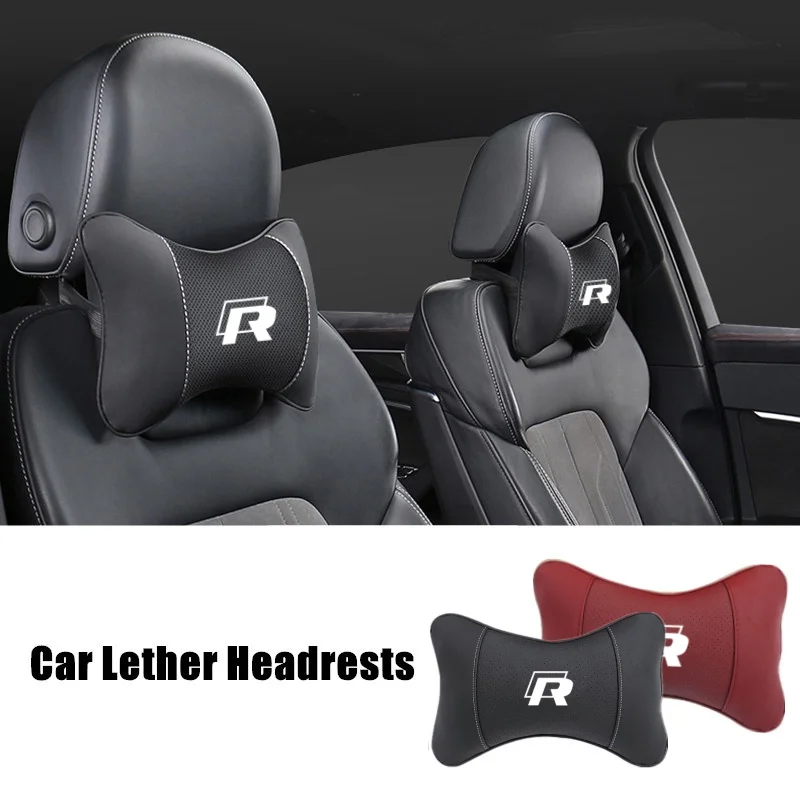 1Pcs Car Seat Headrest Rline R line Logo Neck Pillow For Volkswagen Golf Passat Polo Tiguan T-Cross Jetta Beetle Touran T-ROC