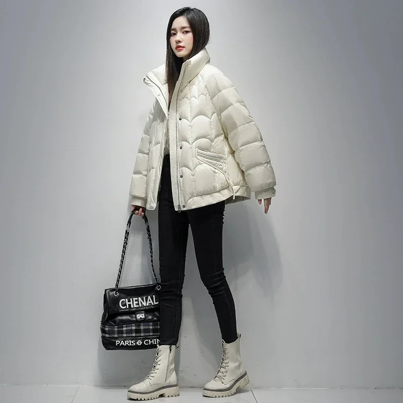 

Women's Stand collar Short Coat 2026 New Winter Korean version Loose Fashion White duck down Coat Lady Warm Thicken Outwear Top