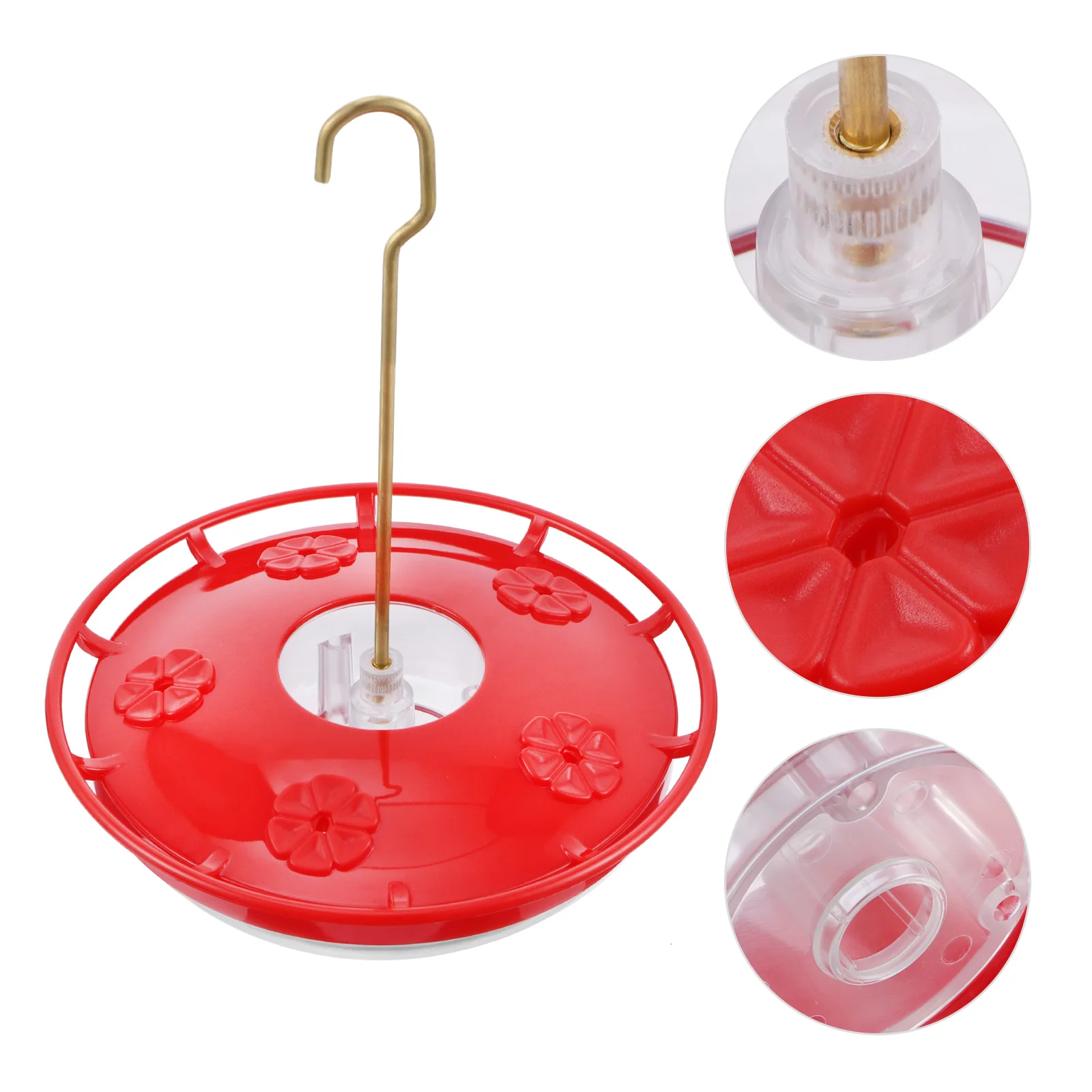

Plastic Hanging Feeder for Hummingbirds Dome Bottom Dry Clean Feed Bright Color Flower Squirrels Ants Insects Built