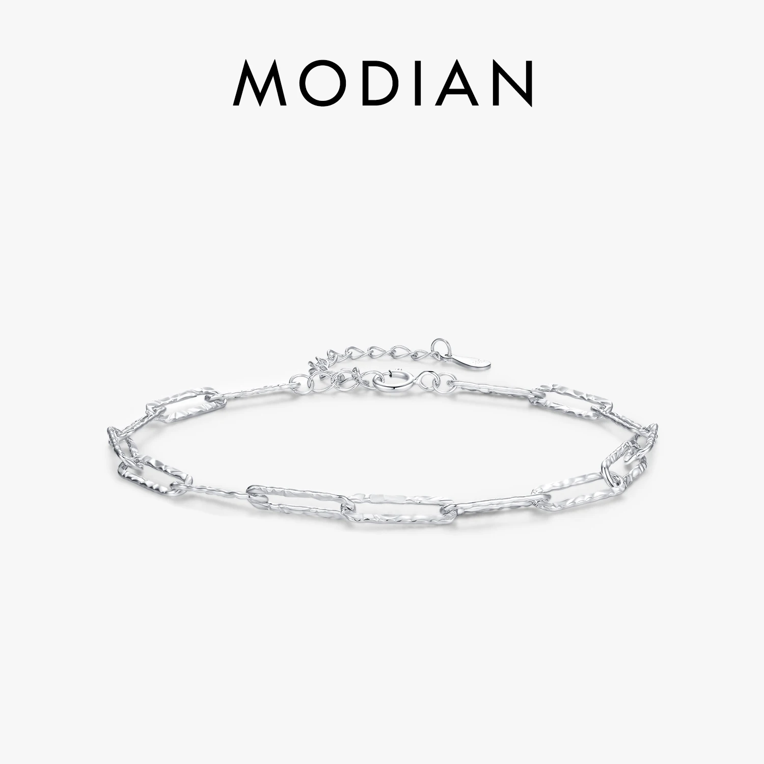 

MODIAN Real 925 Sterling Silver Irregular Wavy Lock Chain Bracelets Trendy Stackable DIY Jewelry For Women Female Accessories