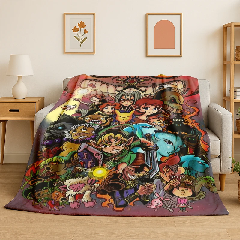 3D Retro Z-Zelda Cartoon Game Soft Plush Blanket,Flannel Throw Blanket for Living Room Bedroom Bed Sofa Picnic Hiking Napping