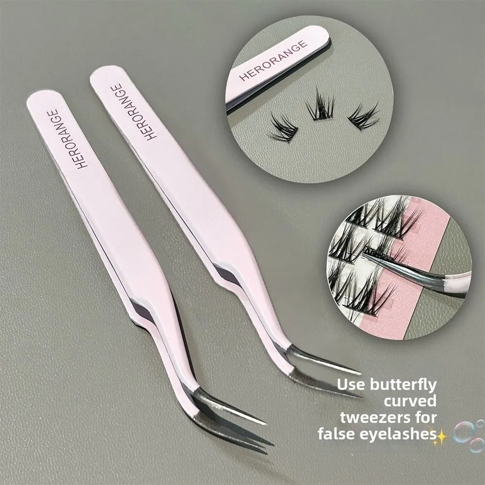 

New Straight Tweezers Stainless Steel Purple Lashes Applicator Curved Eyelash Curler Eyelash Extension