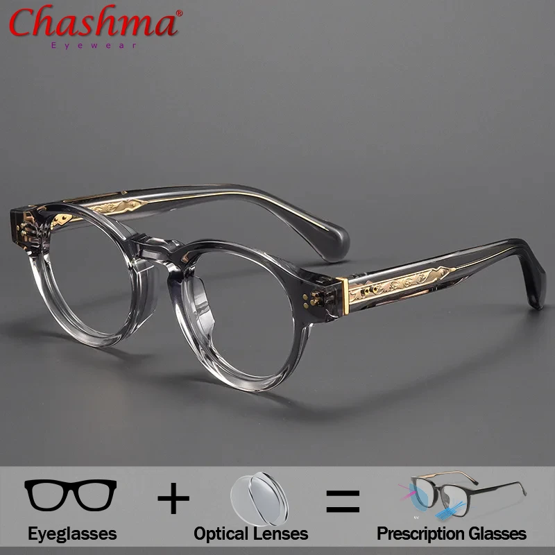 Round Acetate 1.74 Optical Prescription Glasses Men Doctor With Progressivec Eyeglasses Multifocal Photochromic Eyewear Vintage