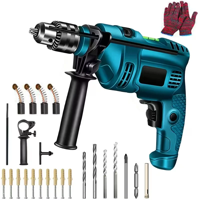 Trapano elettrico da 1500 W Trapano a percussione Multifunzionale per uso domestico Legno Metallo Pietra Taglio di fori per pareti domestiche