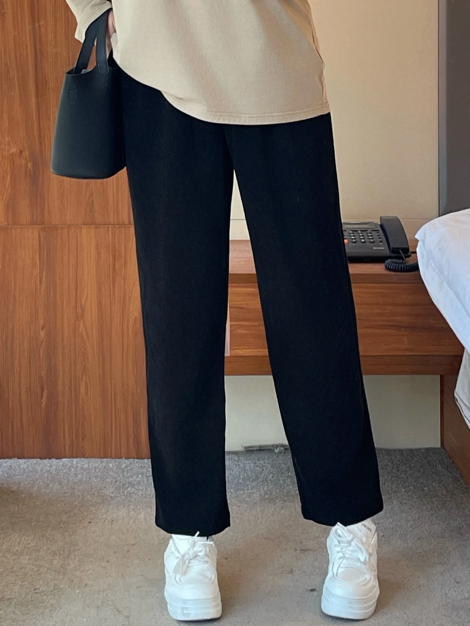 

High Waist Elastic Straight Leg Pants plus Size Comfortable Casual Harlan Spring New Style Polyester Fiber Commute Style Ladi...