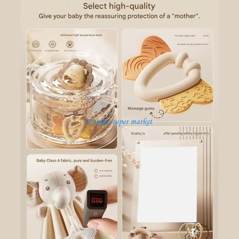 090B 14 Chiếc Đồ Chơi Lục Lạc Cho Bé Phát Triển Giác Quan Bộ Quà Tặng Kèm Miếng Dán Trống Lắc Cho Trẻ Sơ Sinh Tay Cầm Đào Tạo Và