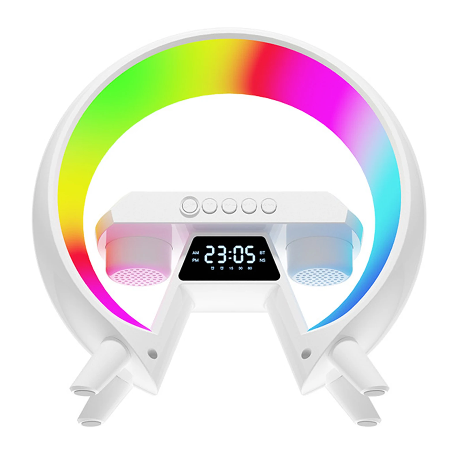 Colorful RGB Atmosphere Night Light Bluetooth Speaker 15W Wireless Phone Charger LED Alarm Clock Sunrise Simulation Wake Up