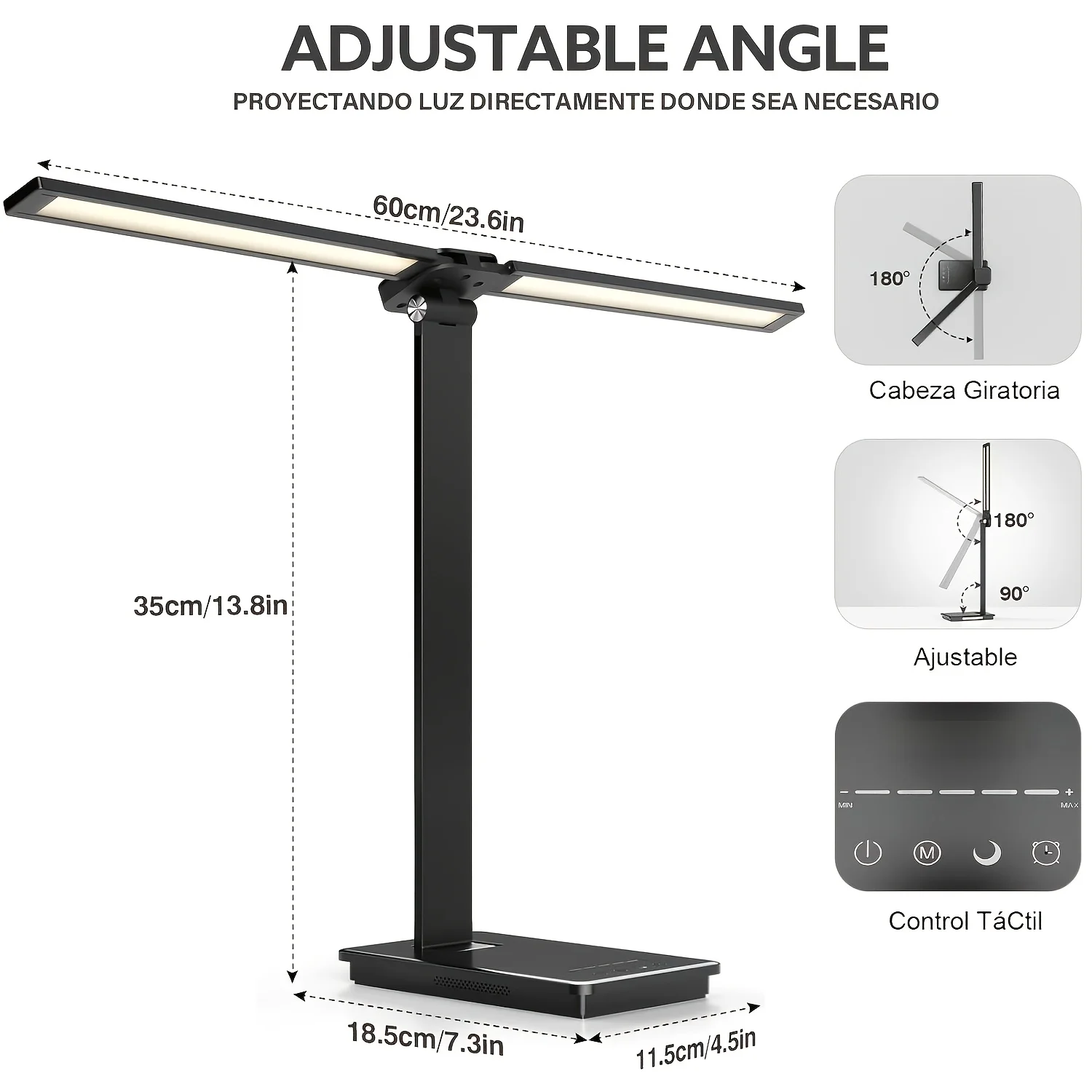 Double Head LED Desk Lamp Touch Control Metal Desk Light 13W with USB Charging Port  3 Color Modes for Reading Studying Working