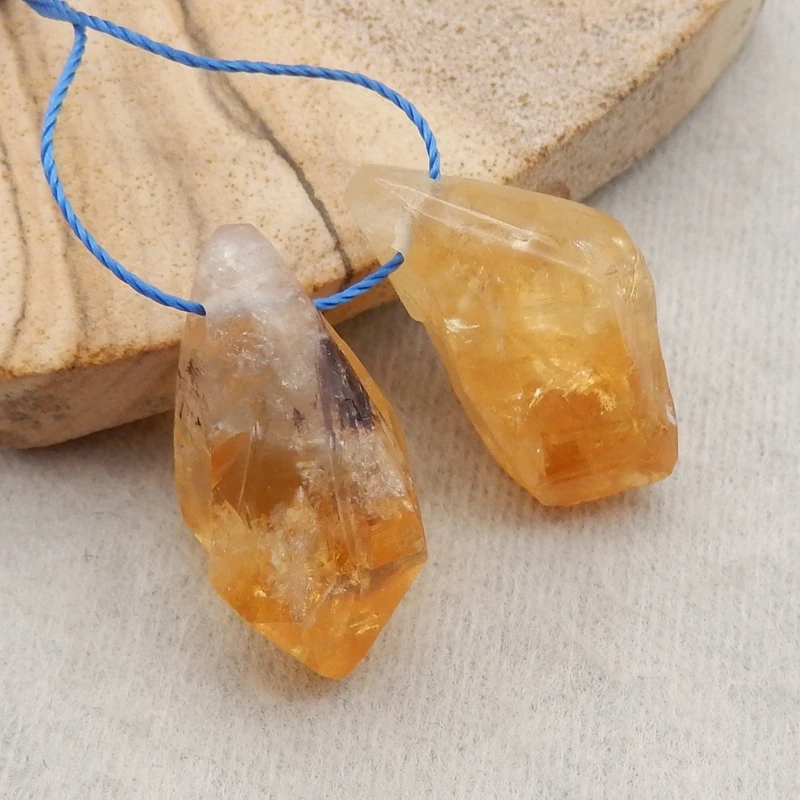Fashion Handmade Jewelry Semiprecious Stone Natural Citrine Earring Beads Accessories For Women 22x11mm 7g