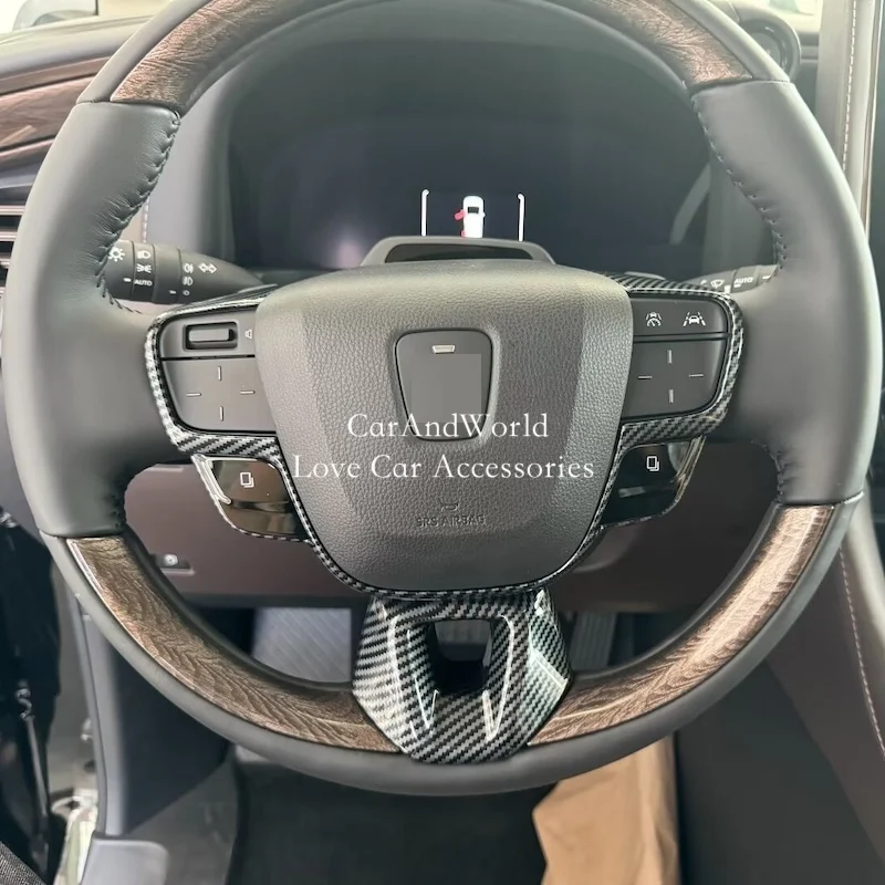 

ABS Carbon Fiber Steering Wheel Button Frame Cover Interior Trims Car Garnish Accessory For Toyota Alphard Vellfire 2023-2025