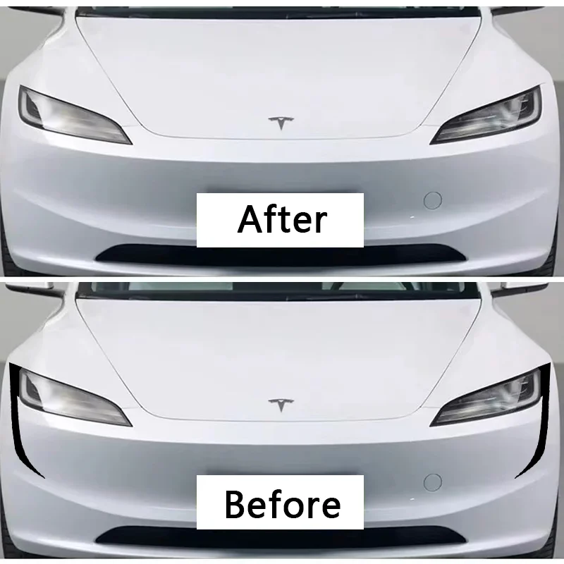 Bumper Fang Shadow Sticker For Tesla Model 3 Highland 2024 Headlight Tuning  Personalized Modification Auto Exterior Accessories