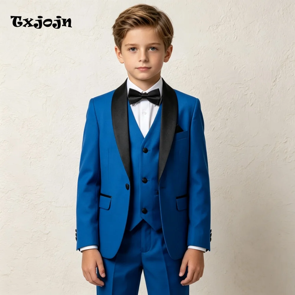 Formal Suit for Boys Trend Bicolor Wedding Tuxedo 3 Piece Jacket Pants Vest Kids Blazer Set Slim Fit Tailored Outfit
