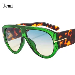 Lunettes de soleil rétro Pilot pour femmes et hommes, lunettes de soleil pour femmes, monture léopard vert, nuances tendance Ins, lunettes UV400, marque de luxe