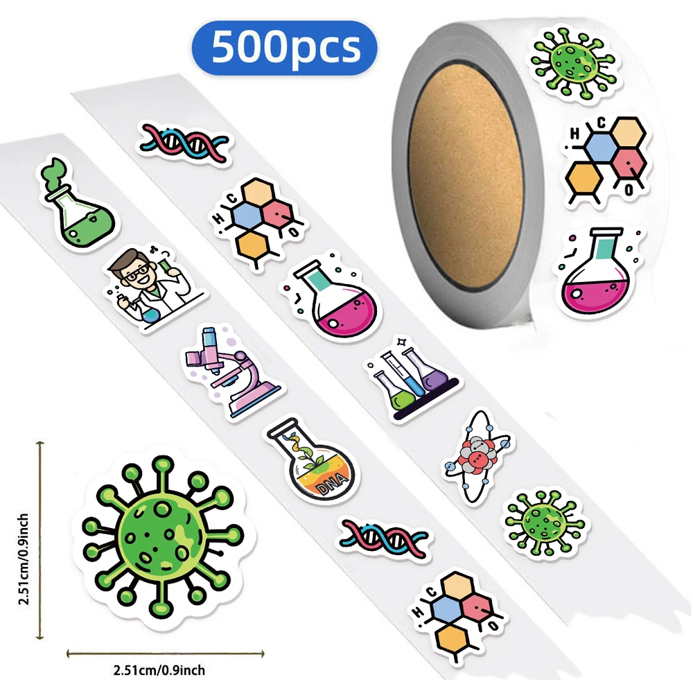 500PCS Chemical Material Roll Stickers Small Patterns Exquisite Stickers DIY Luggage Notebook Envelope Label Stickers