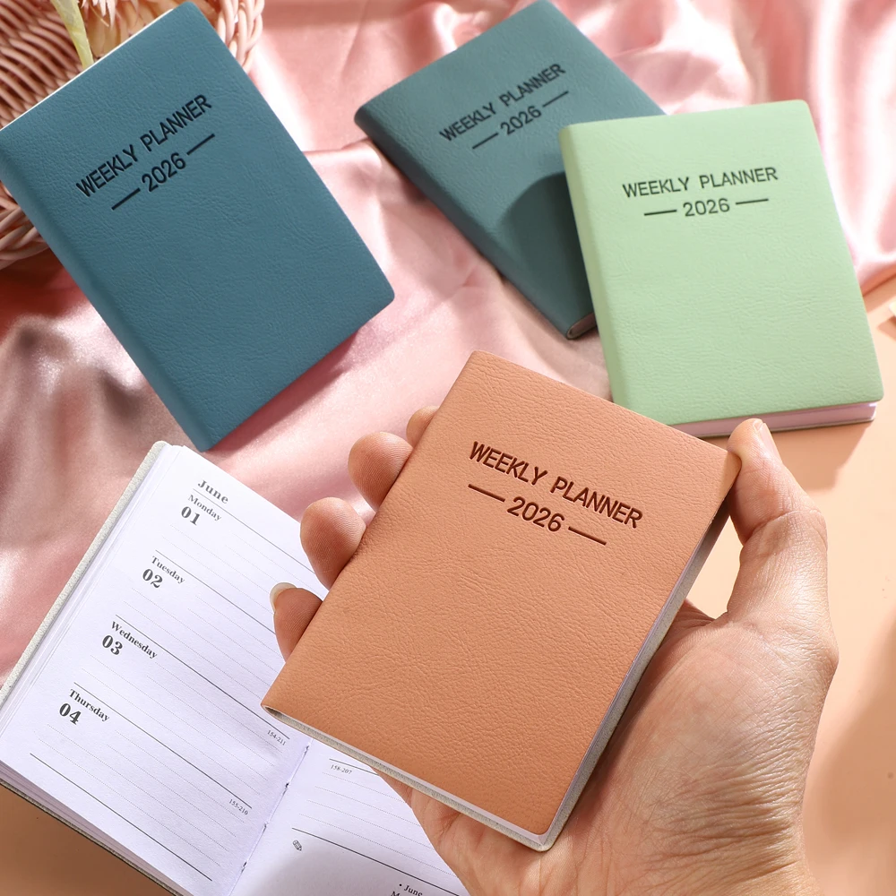 1 قطعة مواصفات A7 2026 كتاب الخطة اليومية ، كتاب جدول غلاف من البولي يوريثان الملون Morandi ، 64 ورقة 128 صفحة كتاب تقويم أسبوعي رقيق #3