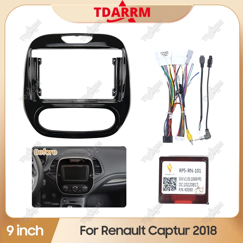 For 2018 RENAULT CAPTUR 9INCH Car Radio Android Stereo Audio Screen Multimedia Video Player Navigation Harness Frame（ MANUAL AC）