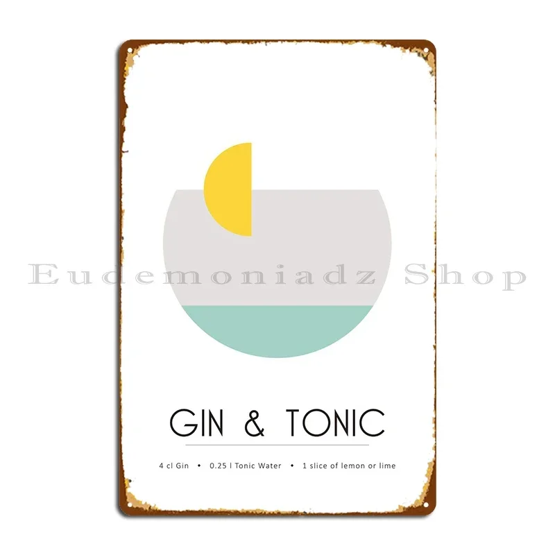 Gin Tonic Cocktail Poster Metal Plaque Poster Bar Garage Plaques Designing Garage Tin Sign Poster