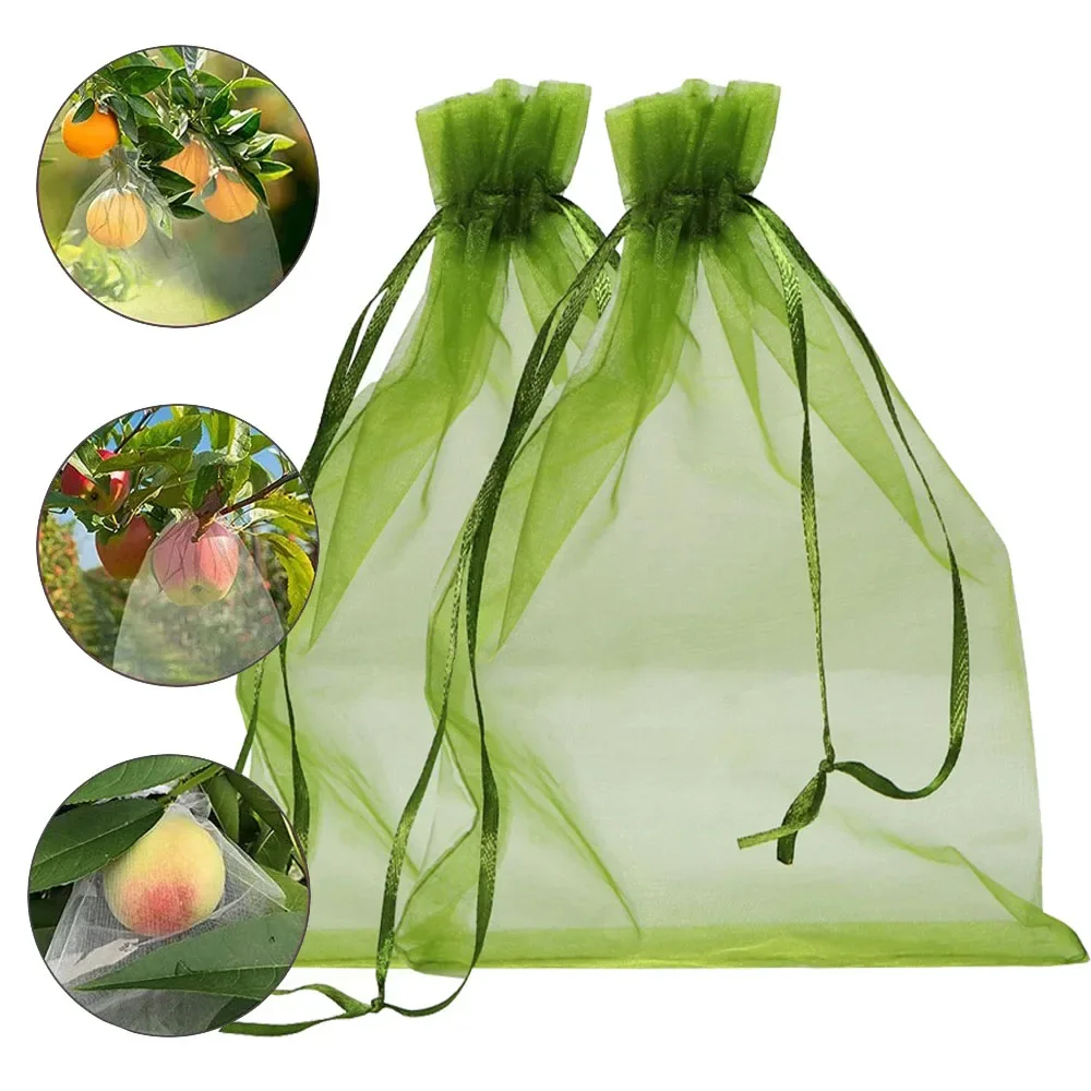 100 Uds bolsas de protección de frutas bolsas de red para Control de plagas bolsas de uva Anti-pájaro red de jardín malla uva bolsas de cultivo de