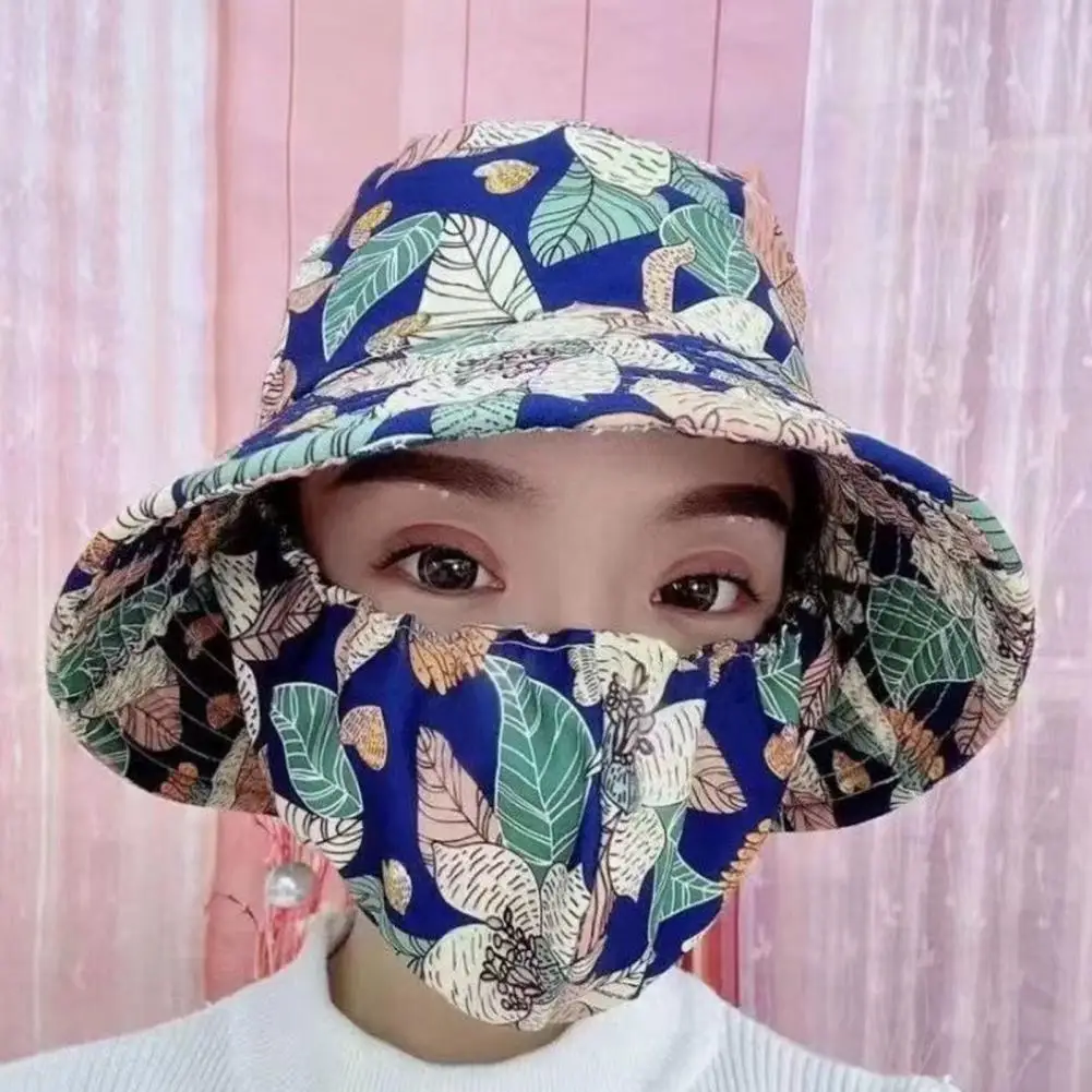 Topi untuk wanita pelindung matahari luar ruangan Anti UV bersepeda topi pantai wanita Floppy lipat topi wanita penutup wajah