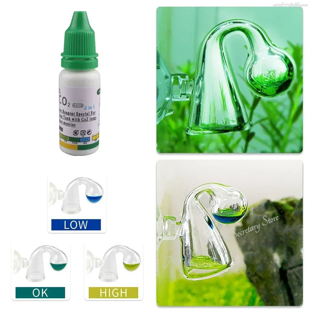 CO2 Fish Tank Diffuse Glass Drop Checker for Co2 Monitor Glass Drop Checker PH Long Term Indicator Monitor Tester Combination