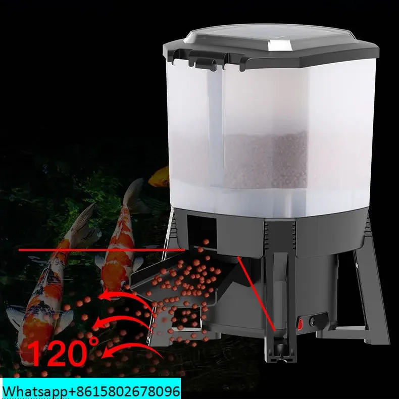 120 Degree Mass Feeding Timer Food Feeder Solar Energy Koi Pond Fish Automatic Feeder