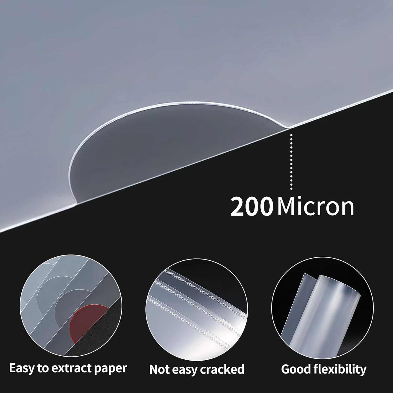 40PCS Plastic Clear Document Folders,L-Type Transparent Folder Project Pockets for A4/ Letter Size,20C (2.0mm) Thick