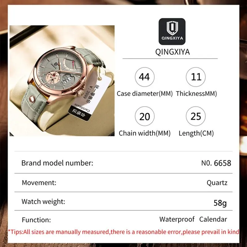 QINGXIYA New Mens Watches Top Brand Luxury High Quality Leather Sport Waterproof Date Quartz Watch for Men Relogio Masculino