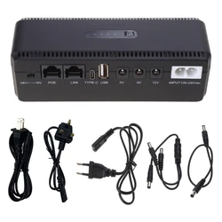 Standbys UPS System, DC5V 9V 12V, 8 Outlets, USB TypeC Charging Port, CompactBlack Uninterruptible Power Supply