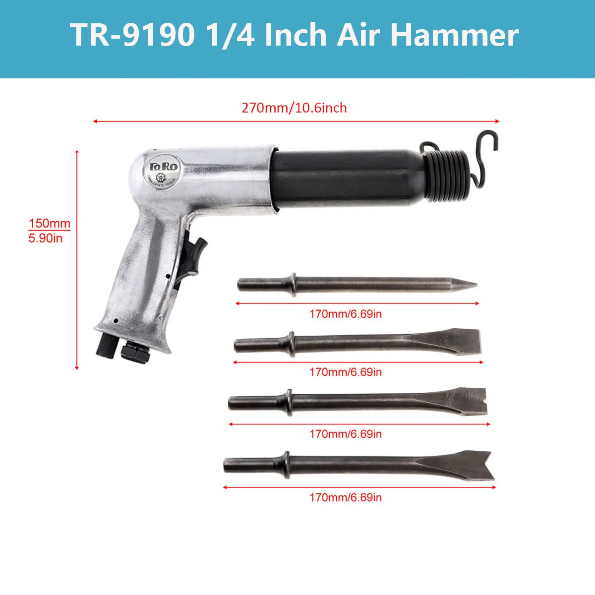 TORO-Air Martelo Ferramenta Pneumática, Pistola Portátil, Gás Pás Air Gun, Pequeno Removedor de Ferrugem, Corte e Perfuração Cinzel, 1,4\