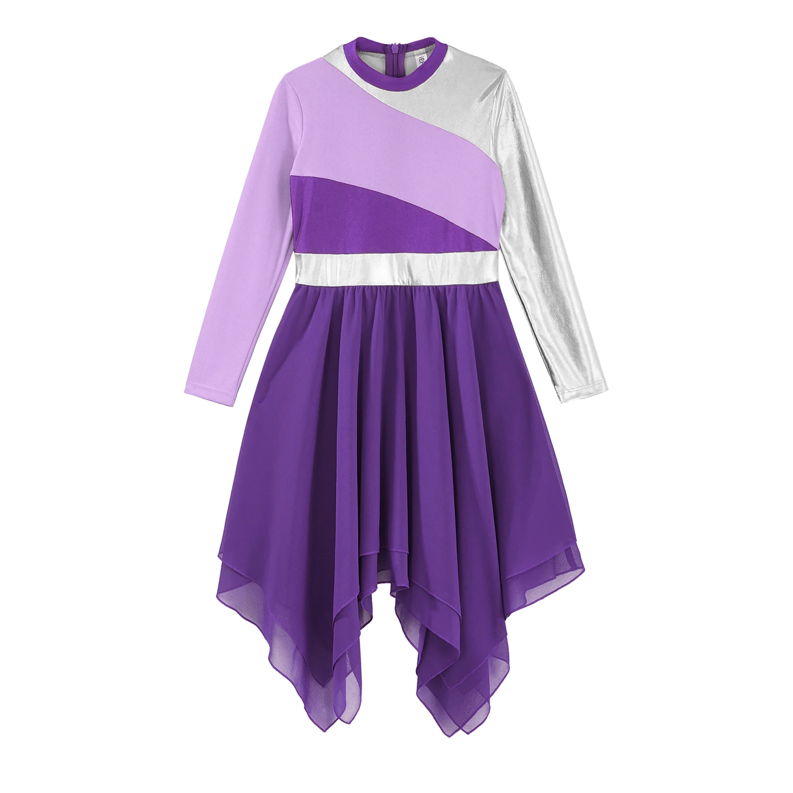 Vestido de manga comprida para meninas adolescentes, valsa, dança de salão, dancewear, igreja, palavras, adoração, louvor